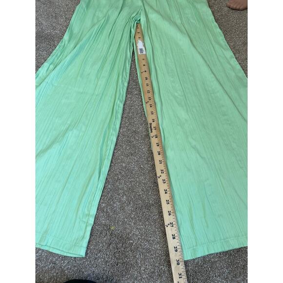 Asos NA-KD x Phiaka wide leg flowy pants in green crinkle wide leg pull on NEW S - Picture 5 of 11